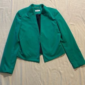 Calvin Klein Blue/green Suit Jacket size 10, lined,hook closure,